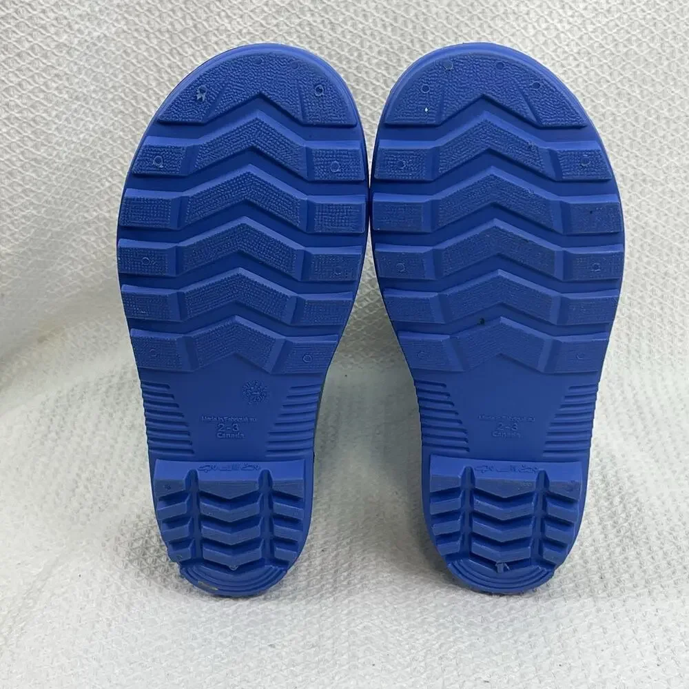 Unisex Kids Navy/Blue Rubber Rain Boots Pull-On Mid-Calf Round Toe Size 3